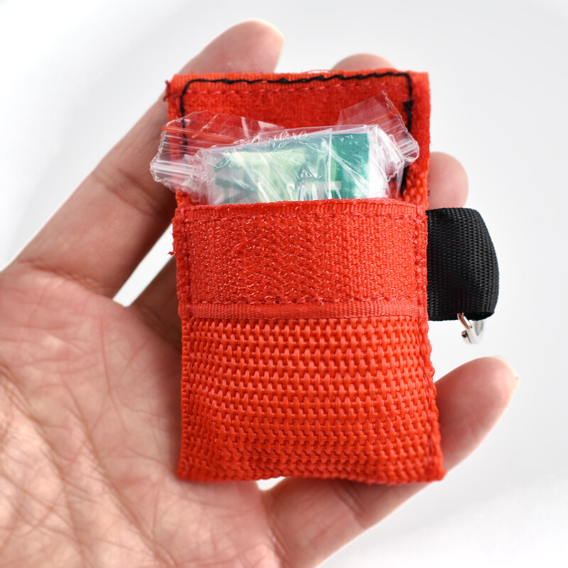 100pcs Red CPR Mask with Keychain Face Shield 30:2 AED CPR Face shield