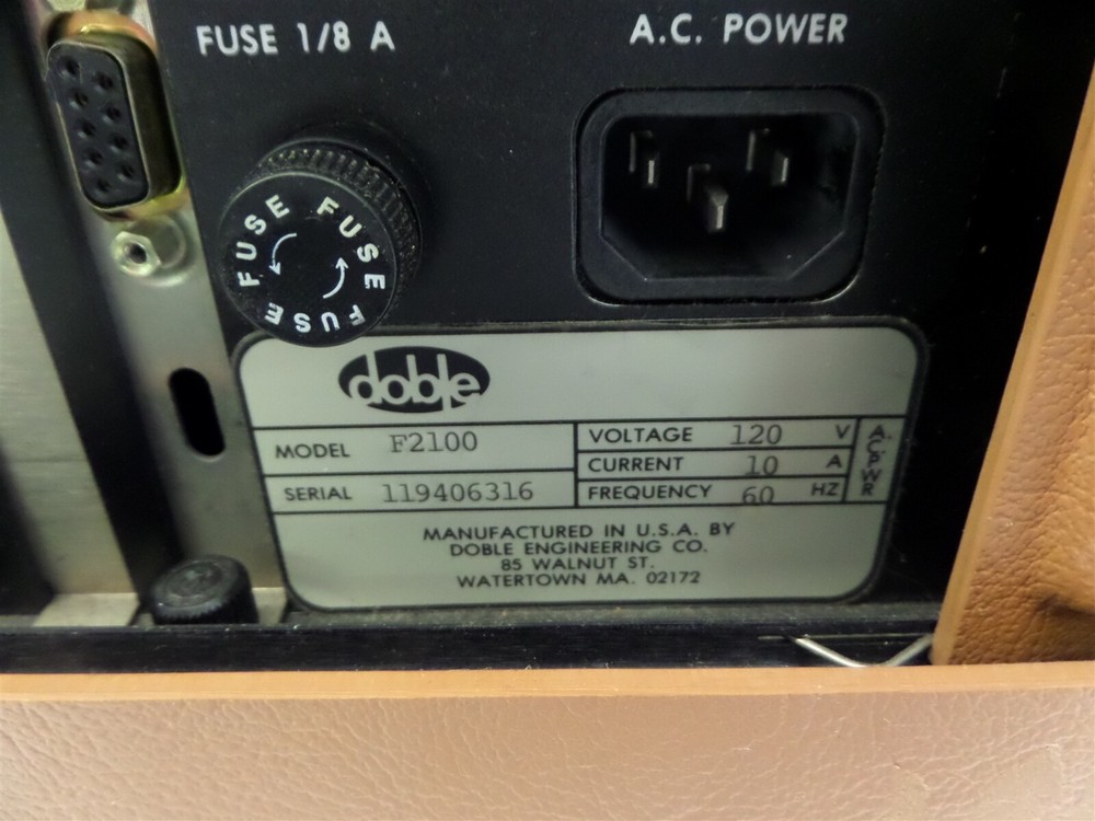 Doble F2100 Test System - Missing Switches Missing Fan