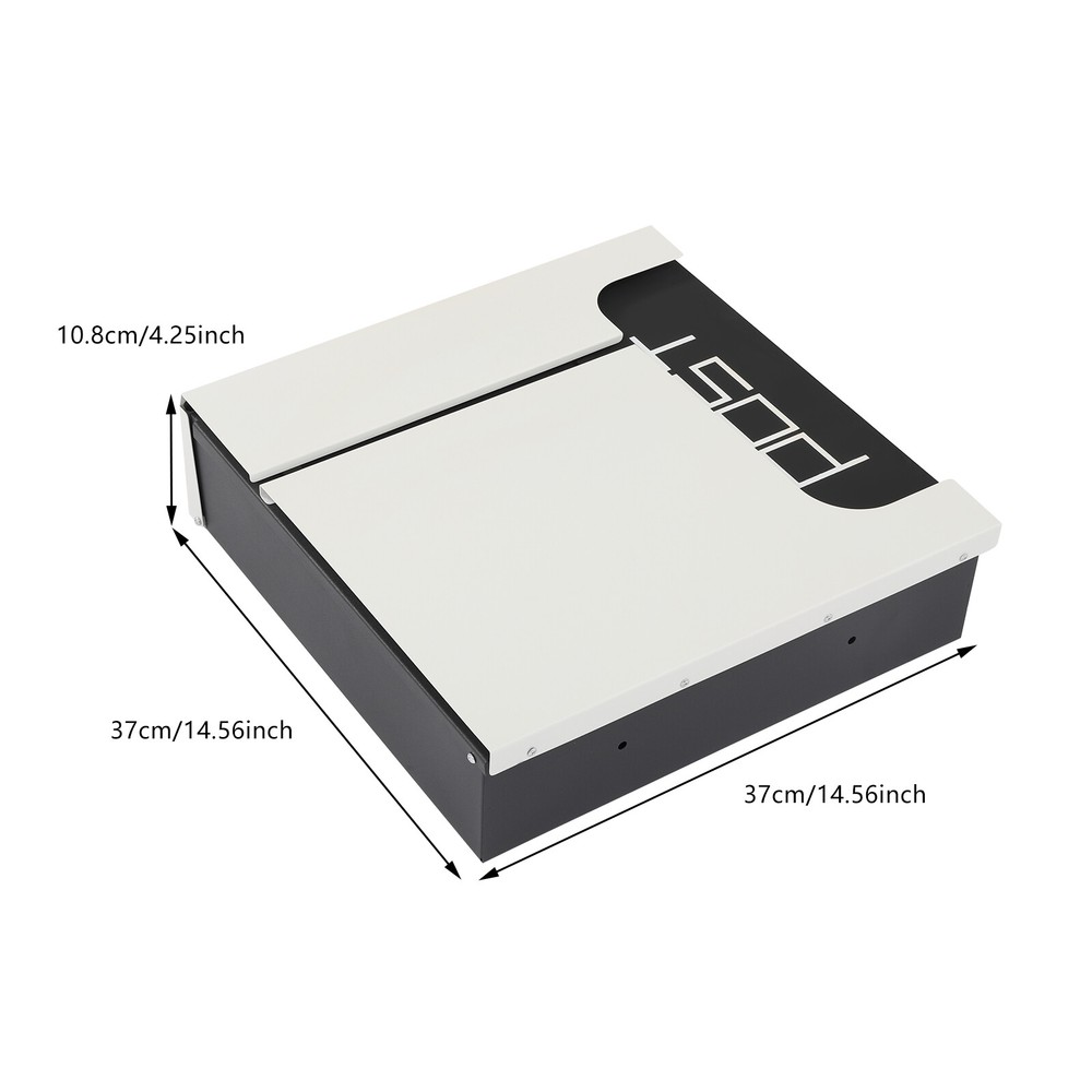 Rectangular Post Box Large Letter Mail Box Steel Lockable Wall Mount Mailbox New