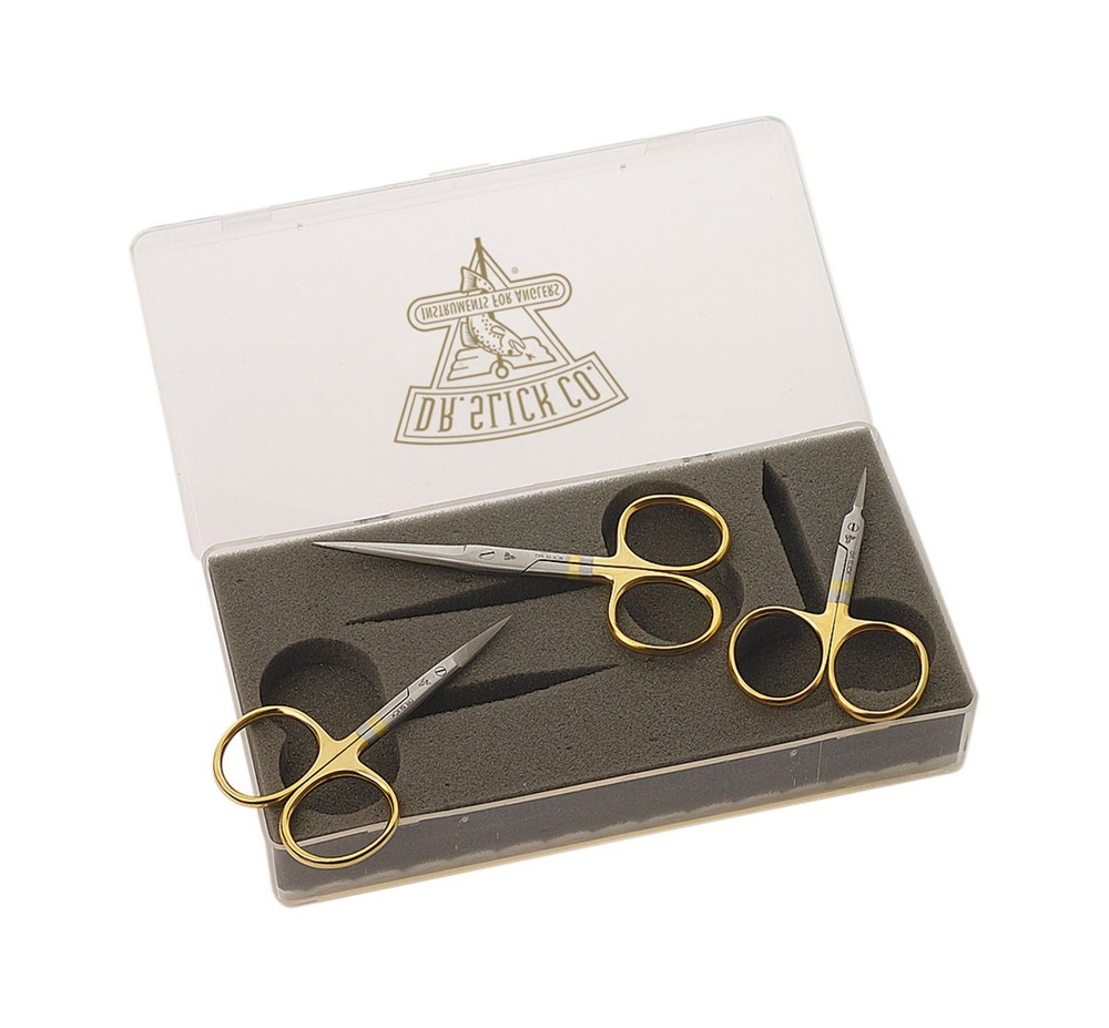 Dr. Slick All Purpose Scissors Gift Set Serrated Blades 3 Pair + Fly Box