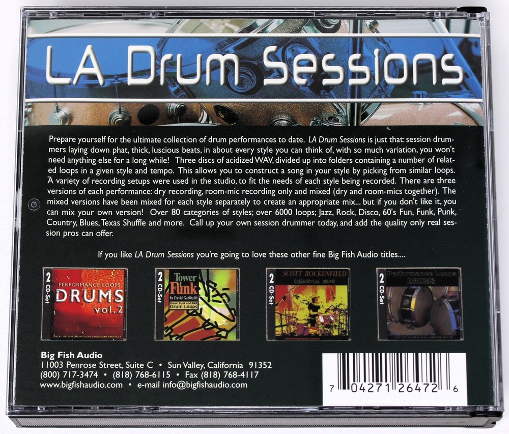 Big Fish Audio LA Drum Sessions Sample/Sound Library/Sampling 3 CD