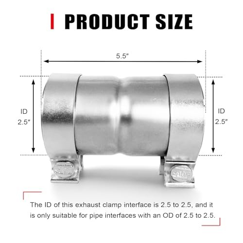 2.5 to 2.5 Inch Exhaust Adapter, 2.5" ID Exhaust Reducer Connector 2.5" - 2.5"