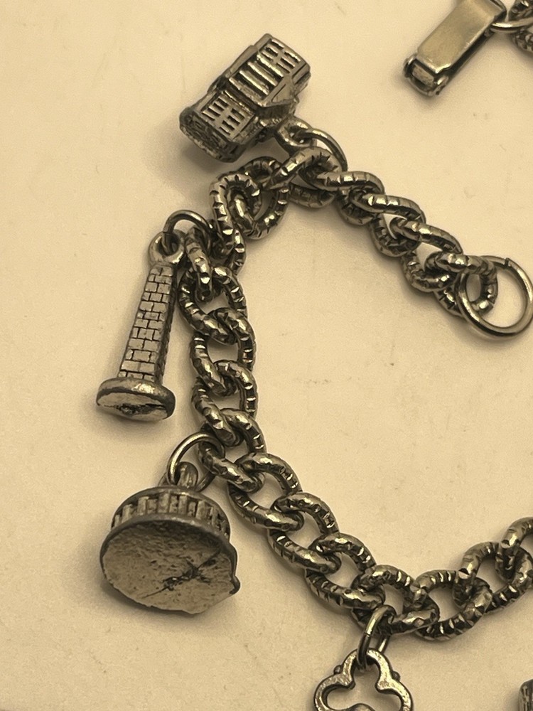 Washington DC silver tone monuments cherry blossom tree key charm bracelet