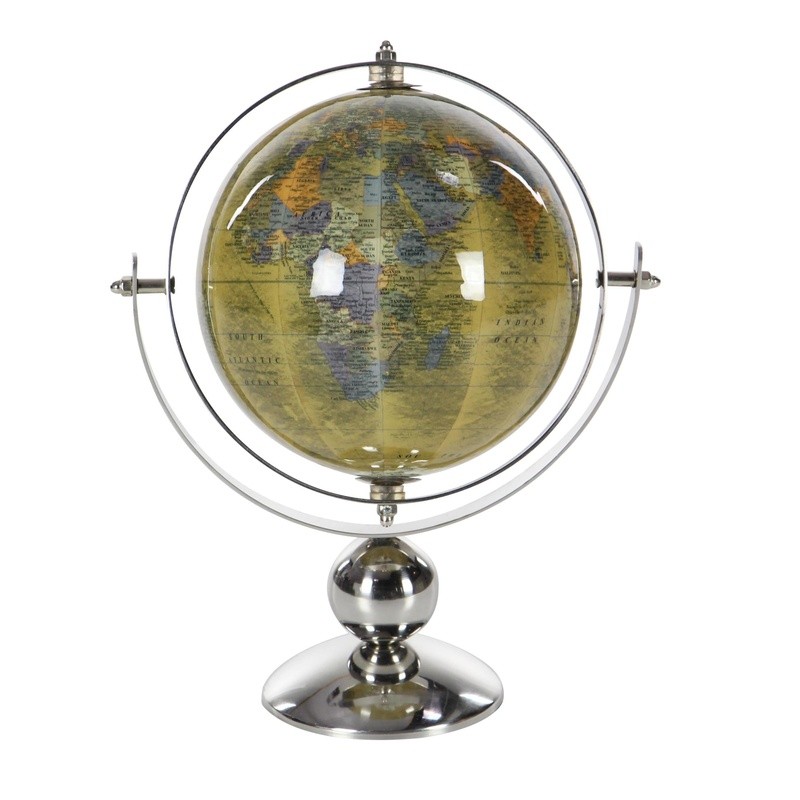 Silver Globe Educational Decorative World Globe Home Office Tabletop Decor New