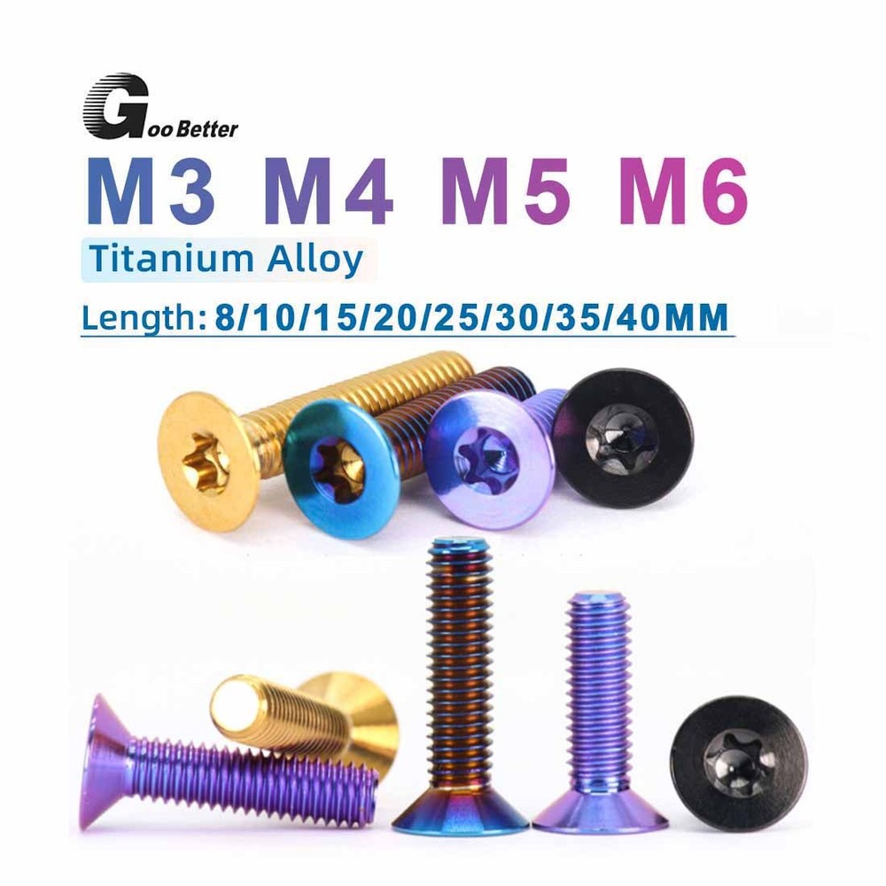 Titanium Bolt M3/4/5/6 Flat Head/Countersunk Socket Cap Screw Bicycle Motorcycle