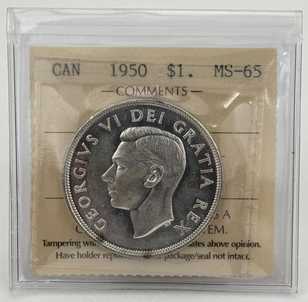 1950 Canada Silver Dollar, ARNPRIOR - ICCS Gem Uncirculated MS 65