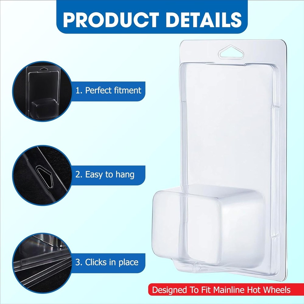 50 Pack Protector Case Plastic Display For Hot Wheels & Matchbox Basic Cars 1:64