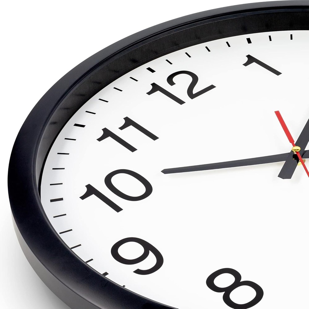 Stylish Large Black Wall Clock - Silent Quartz Movement