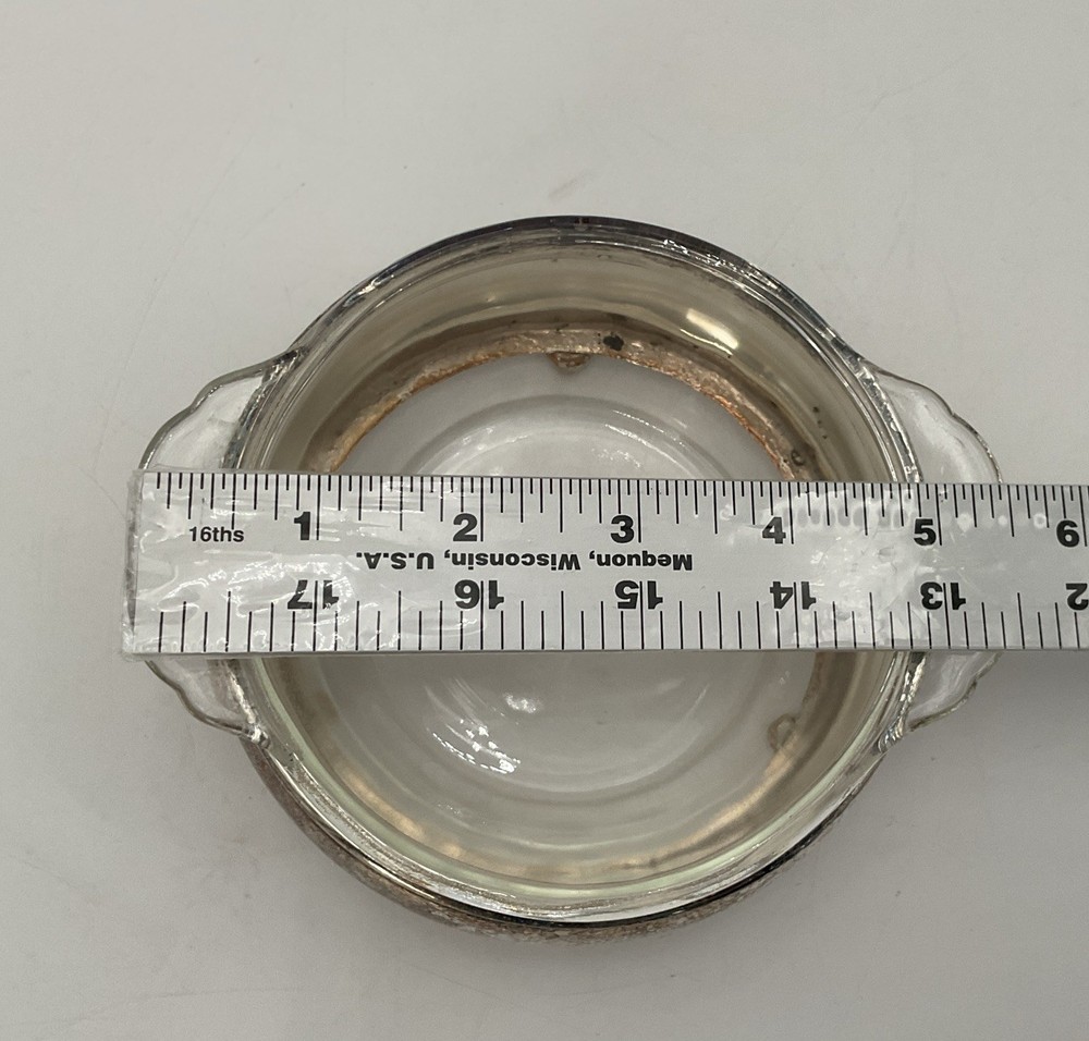 Vintage Sheffield Silver Co. Plate Lid Serving Dish W/ Pyrex Glass Bowl Insert