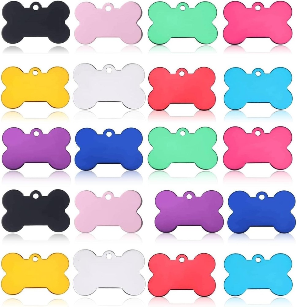 Personalized 20 Pcs Bone ID Tags for Pets - Scratch & Rust Resistant Charms
