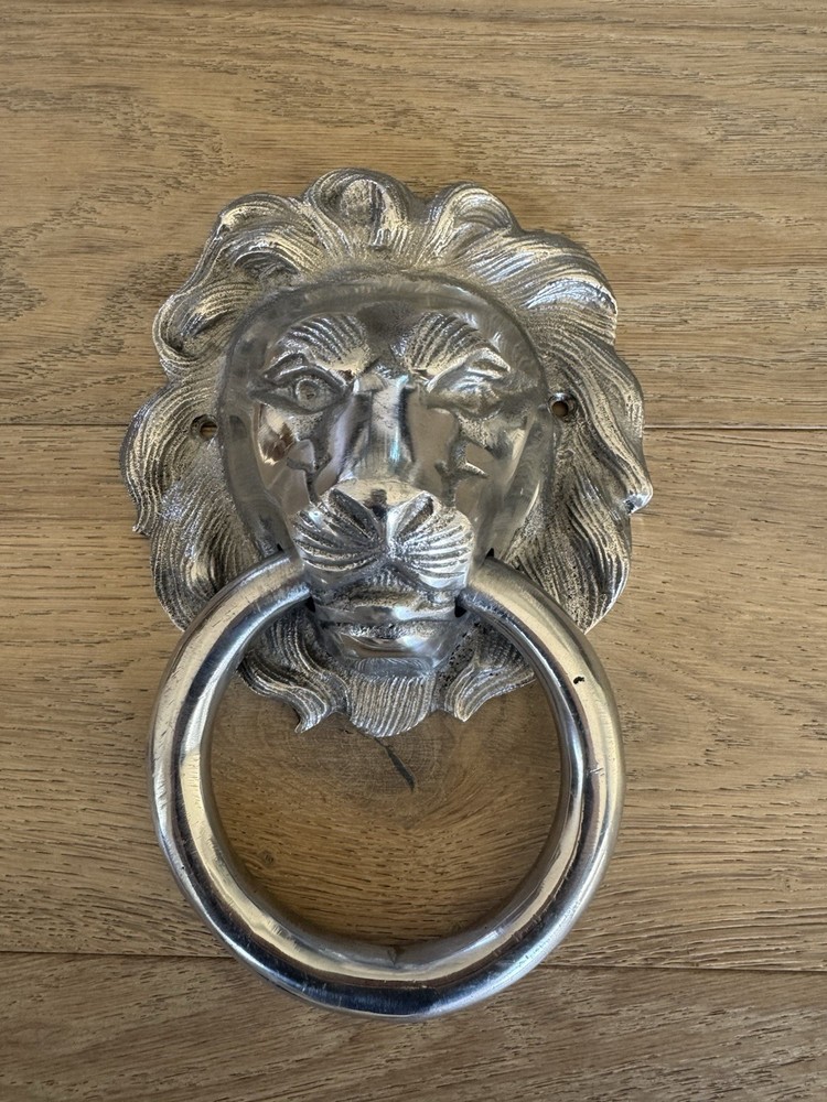 Lion Head Door Knocker – Silver Finish