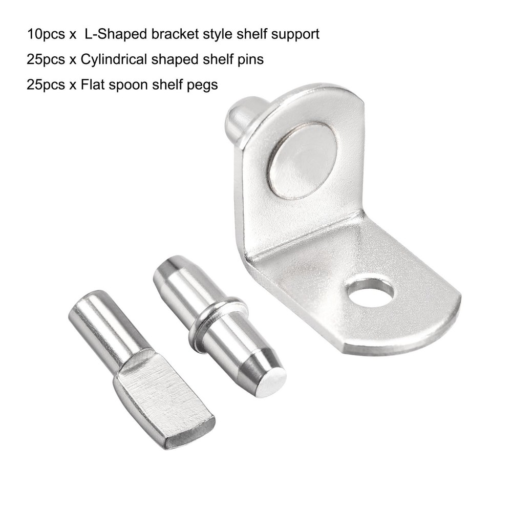 Peg support shelf, 5mm silver pin with hole, 60pcs