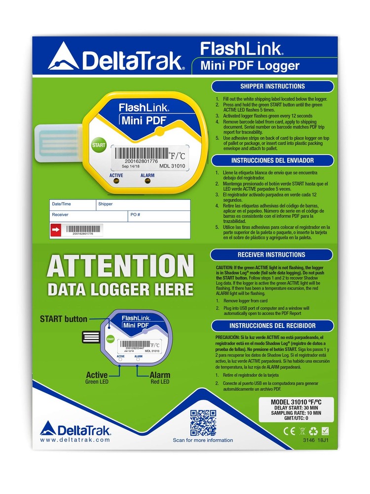 (10 Pack) 85 Days USB Temperature Data Logger Recorder in-Transit Trip Single...