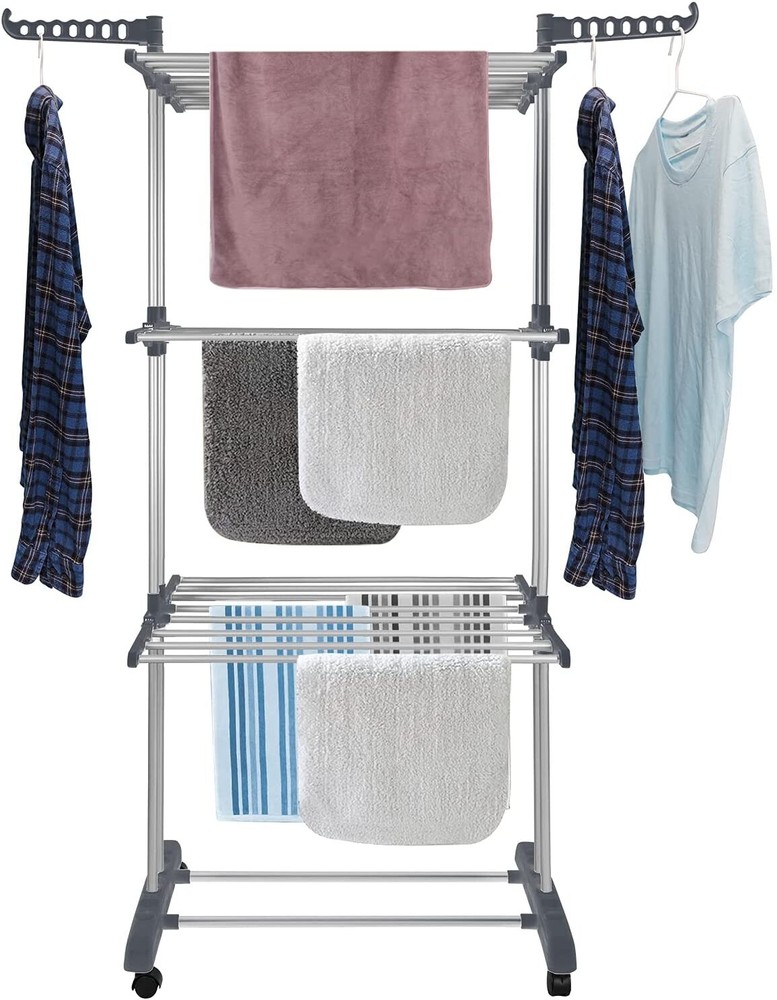 Rolling Clothes Drying Rack Laundry Rack Foldable Tendedero Para Secar La Ropa