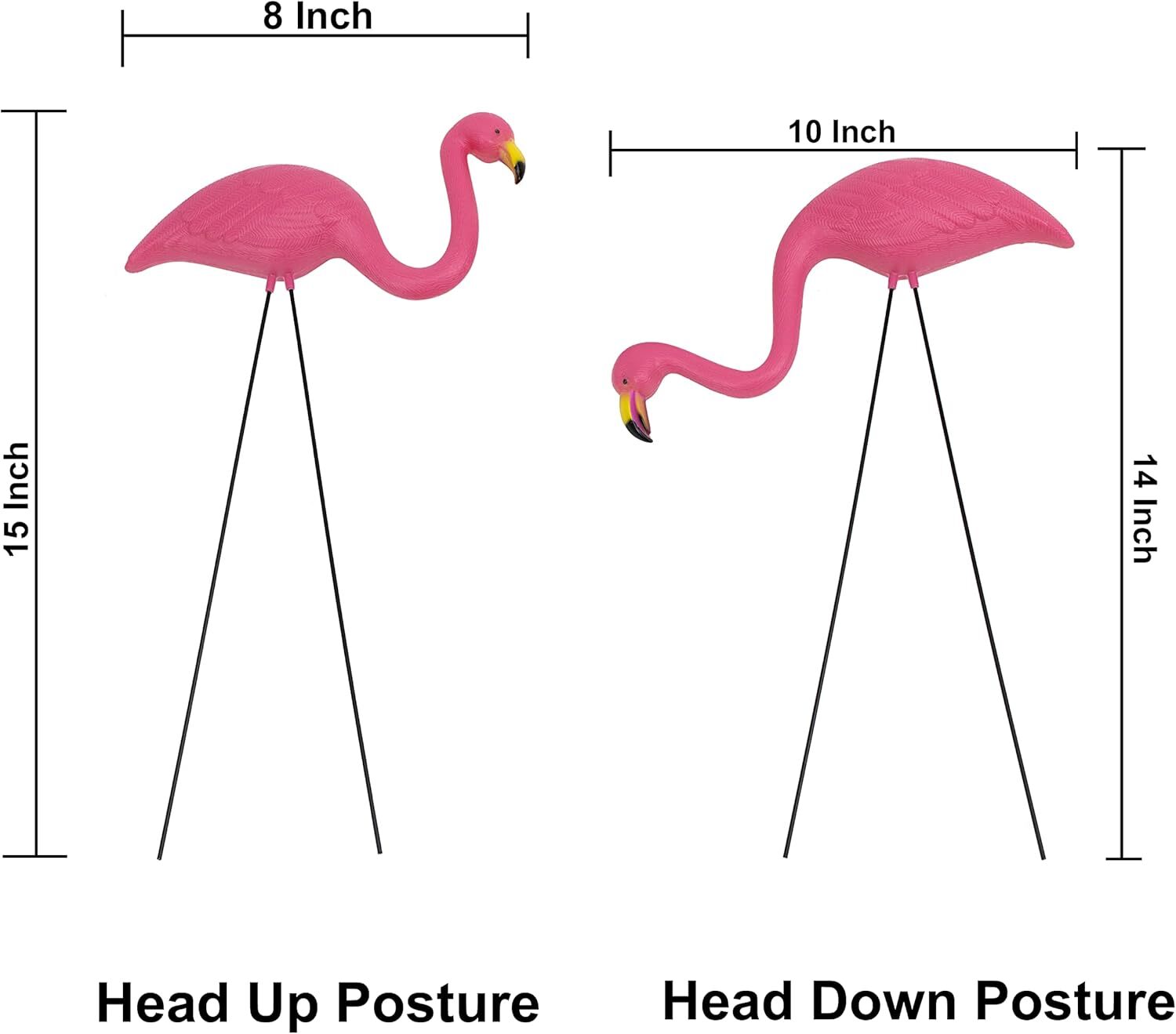 2 Pack Plastic Pink Flamingo Yard Outdoor Lawn Garden Decor Art Ornament Statue