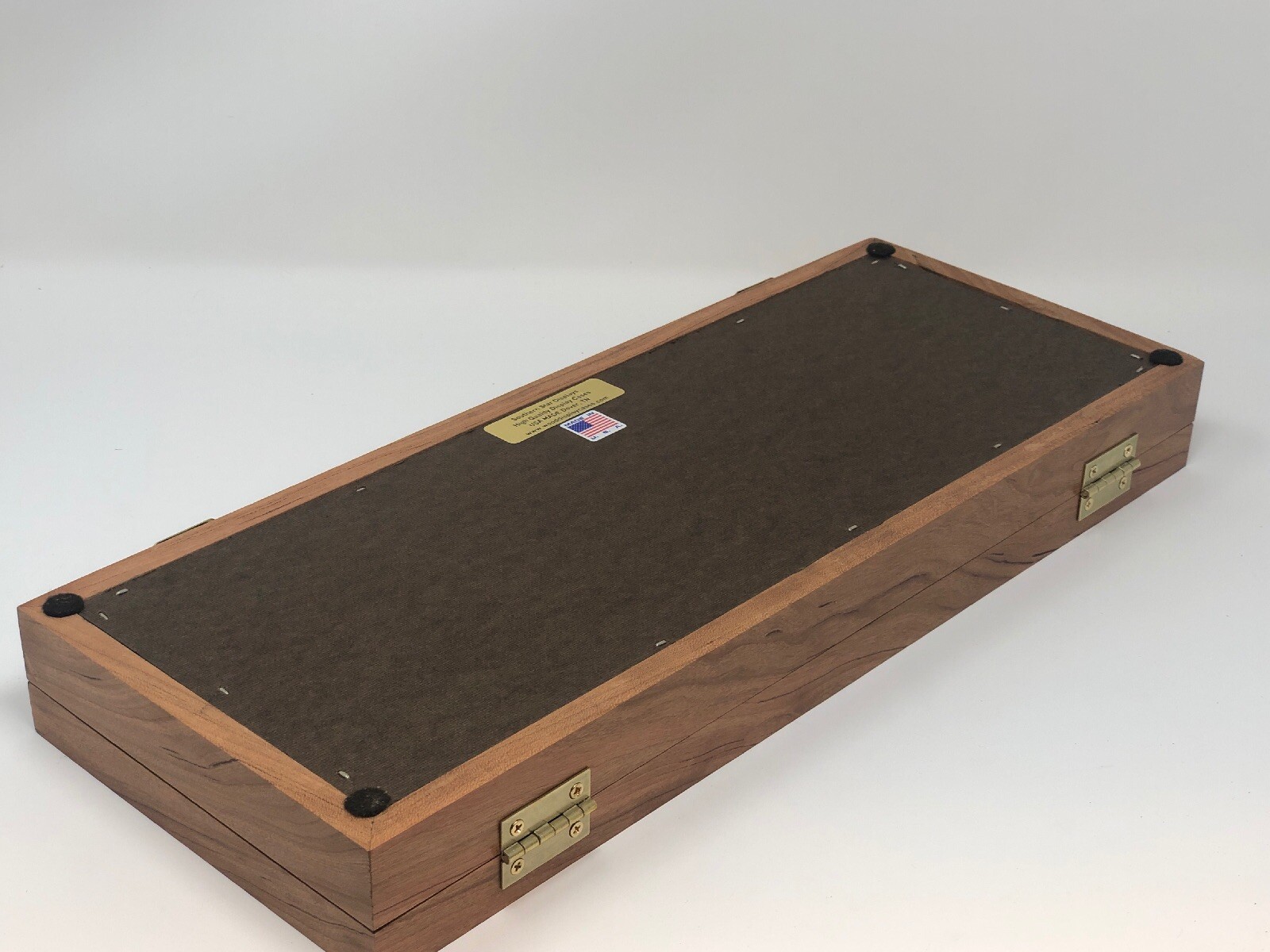 7 X 18 X 2” Cherry Wood Display Case perfect For Knives Arrowheads Collectibles