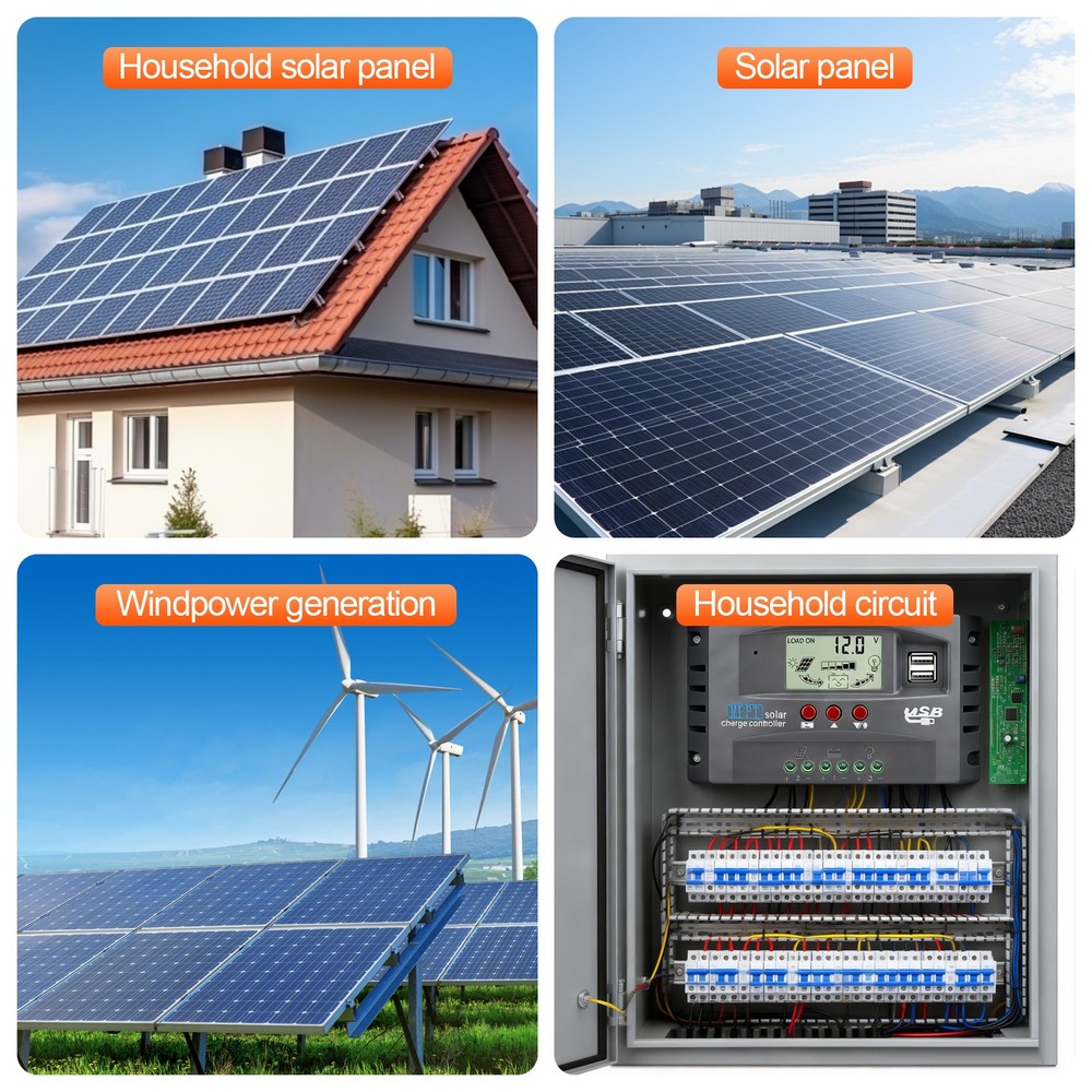 MPPT Solar Charge Controller 100A 12V/24V Auto LCD&USB Intelligent Regulator US