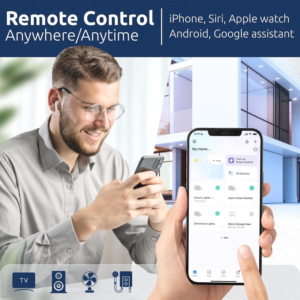 2 Pack Smart Plug with Power Tracking, Compatible with Alexa and Google Home