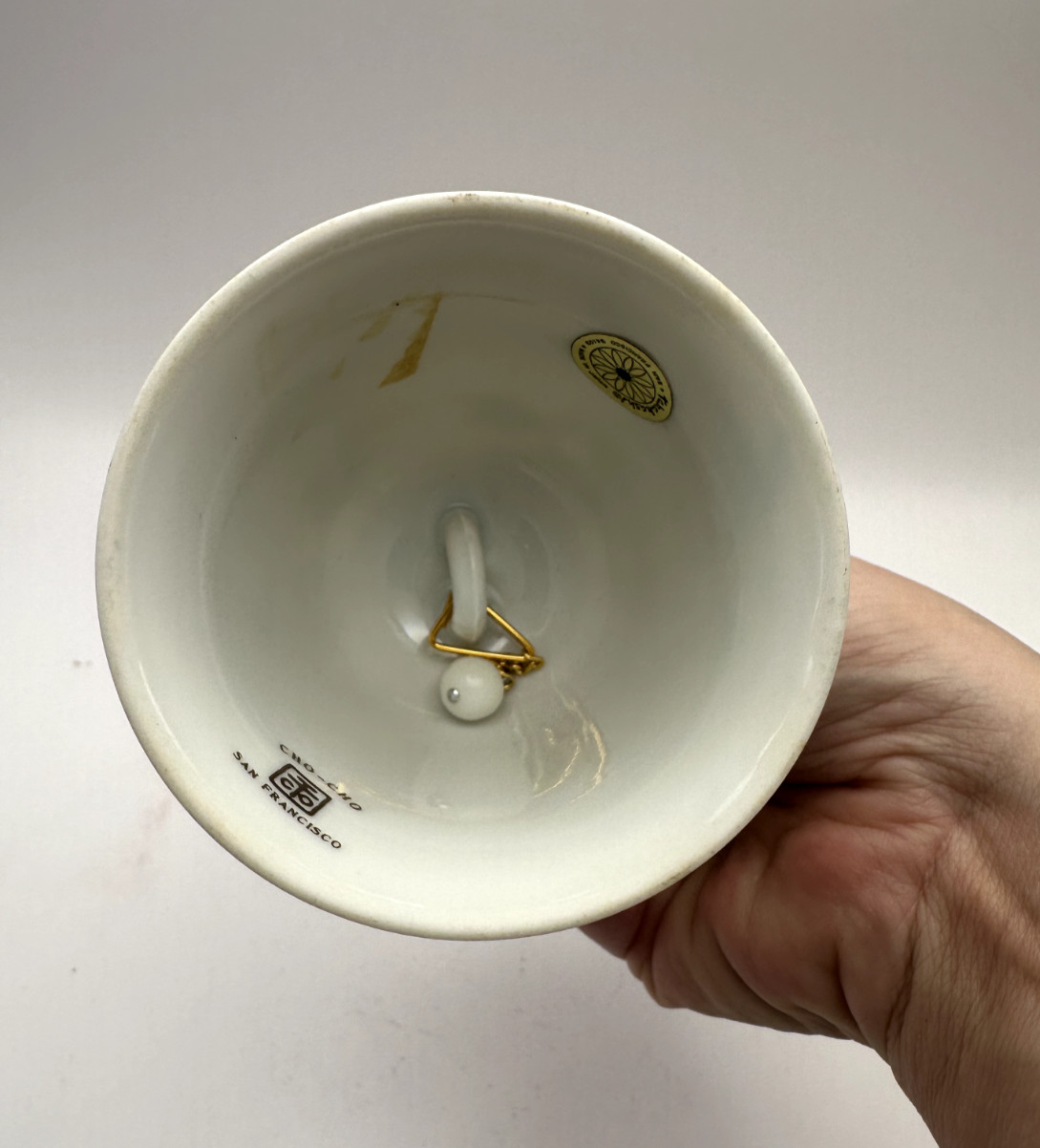 Vintage Japan Ceramic Ivory Bell Takahashi Cho-Cho Flowers Butterflies San Fran