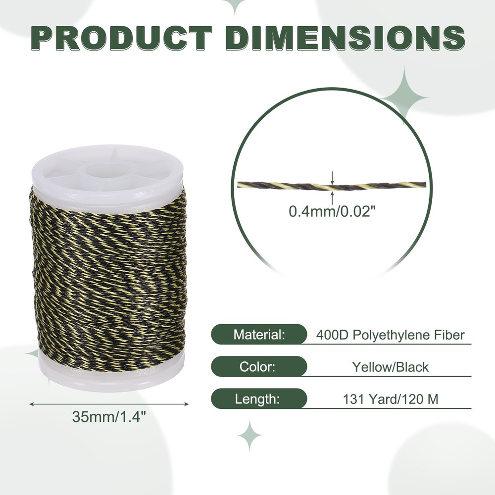 Archery Bow String Serving Thread Bowstring Thread 400D & Yellow/Black