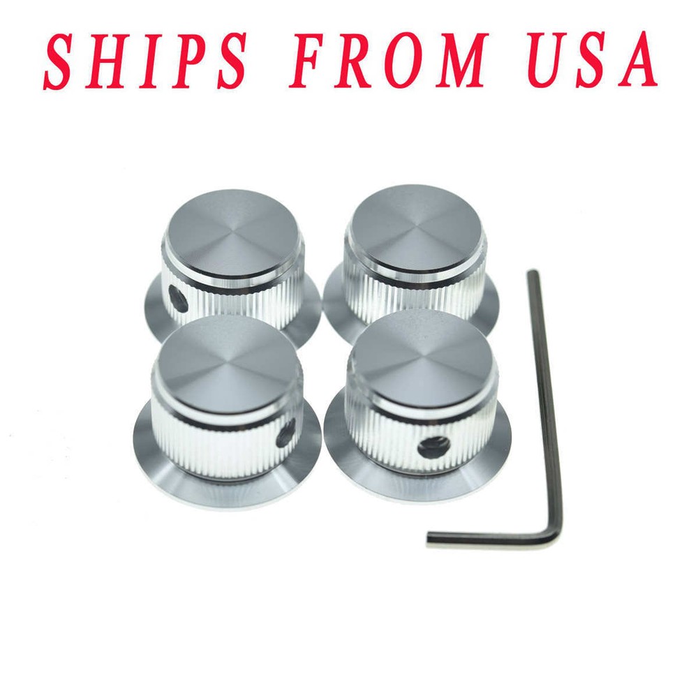 KAISH 4pcs Metal Potentiometer Pot Knobs 1/4" Top Hat Bell Knobs w/ Set Screw