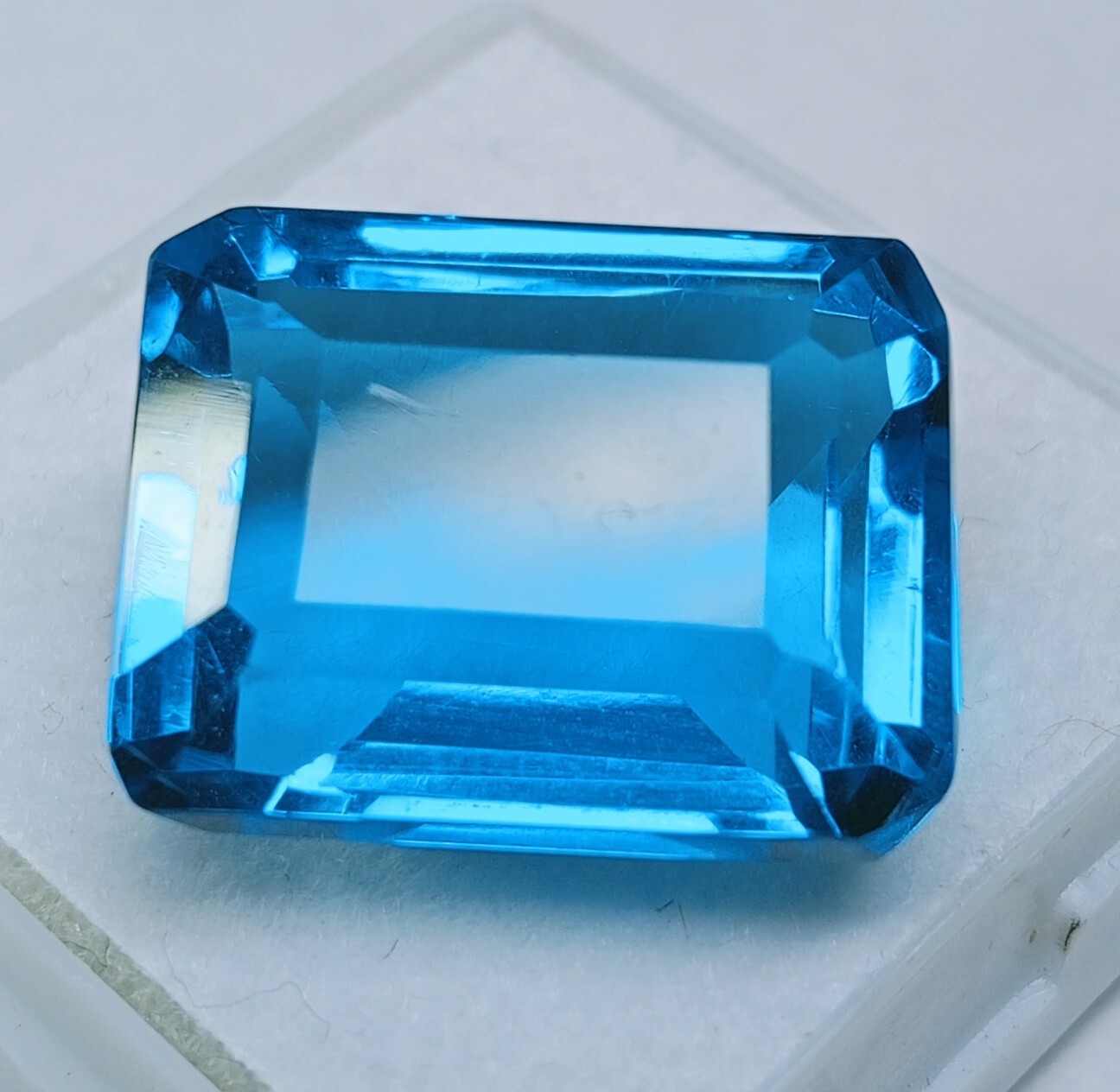 EGL Certified Natural London Blue Topaz 16.80 Ct Emerald Cut Loose Gemstone AAA