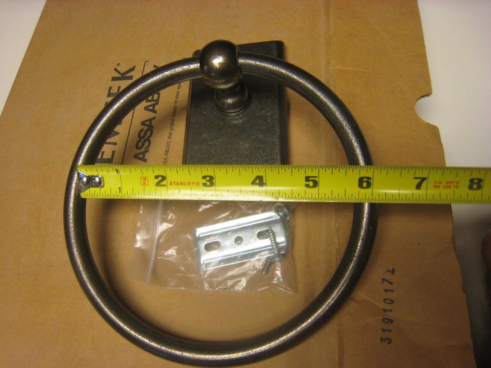 Modern Towel Ring, Weathered Iron Rectangle Rosette Brand UNKNOWN