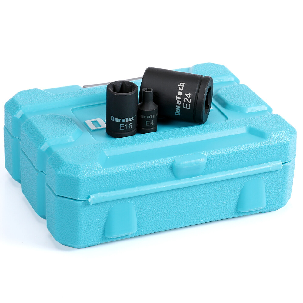 14PCS External Star Impact Socket Set E4-E24 1/4" 3/8" 1/2" Female E-Torx Torque