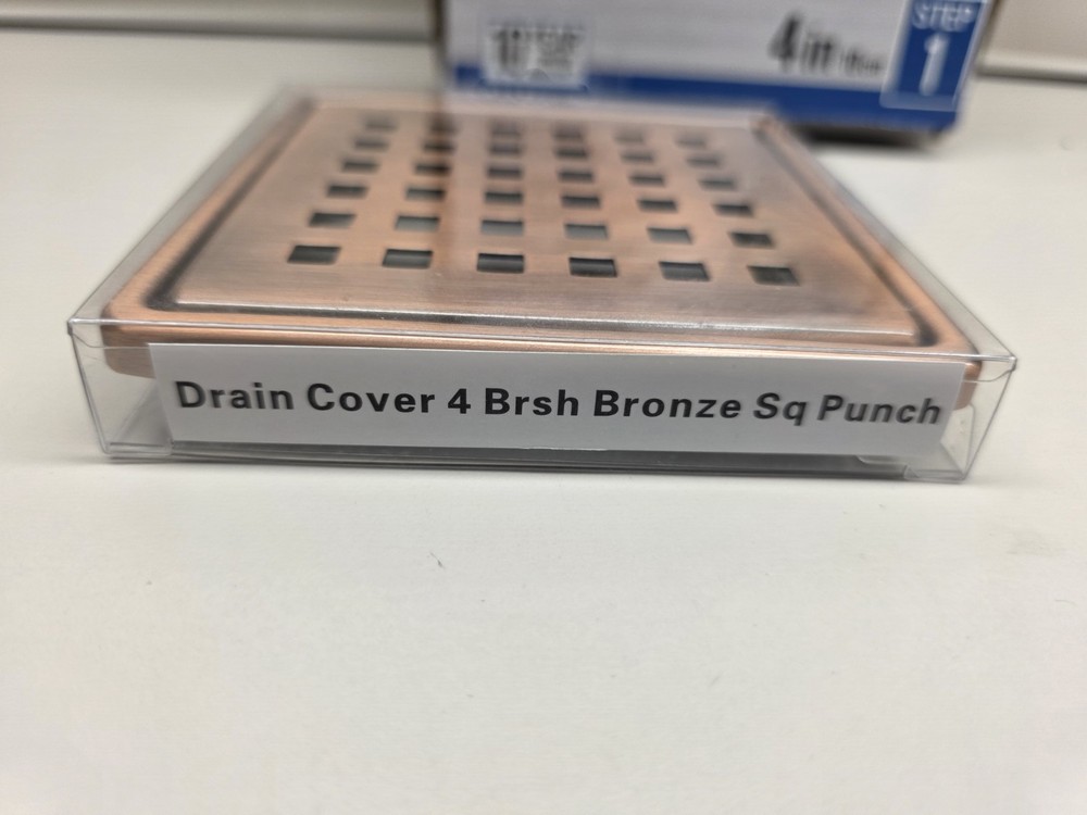 (1) NEW Everbilt Watershield Shower System 4" Bronze Square Grid Drain Grate