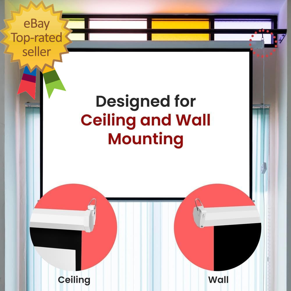 Manual Pull-Down Projector Screen - Universal 72-Inch Roll-Down Retractable Manu