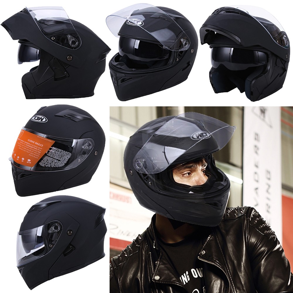 Dual Visor Bluetooth / LED Modular FullFace Motorcycle Helmet M~2XL Intercom DOT