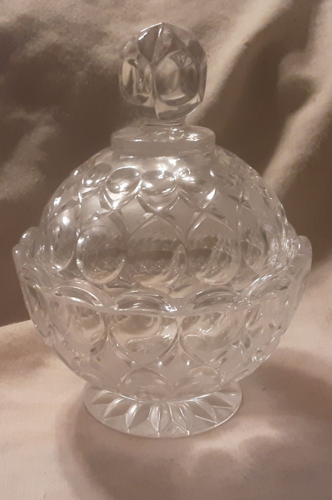 Vintage Petite Round Clear Covered Candy Dish