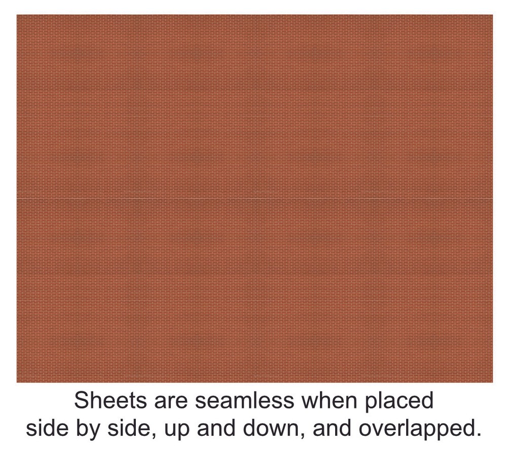 O Scale Brick Model Train Scenery Sheets –5 Seamless 8.5x11 Dark Red