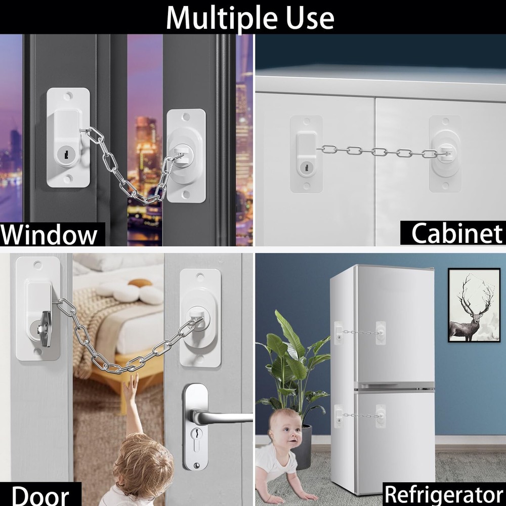 CMINGJ （2 Pack）Child Safety Locks, Adjustable Refrigerator Lock wi