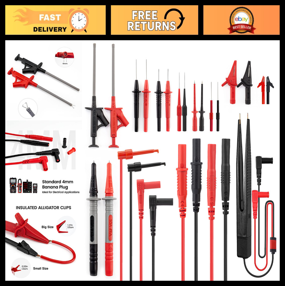 23PCS Multimeter Test Leads Kit - Precision Probes, Alligator Clips & Test Hooks