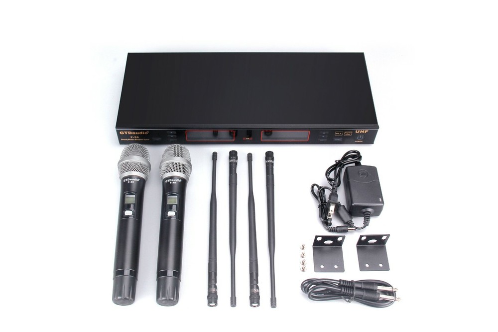 GTD Audio 2x100 Ch UHF Diversity Wireless Hand held Microphone Mic System F-36