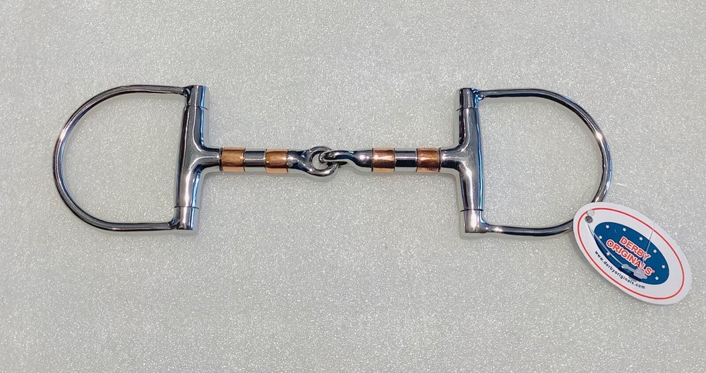 NICE Derby Copper Roller Dee Ring Stainless Steel Snaffle BIT Horse Tack 5”