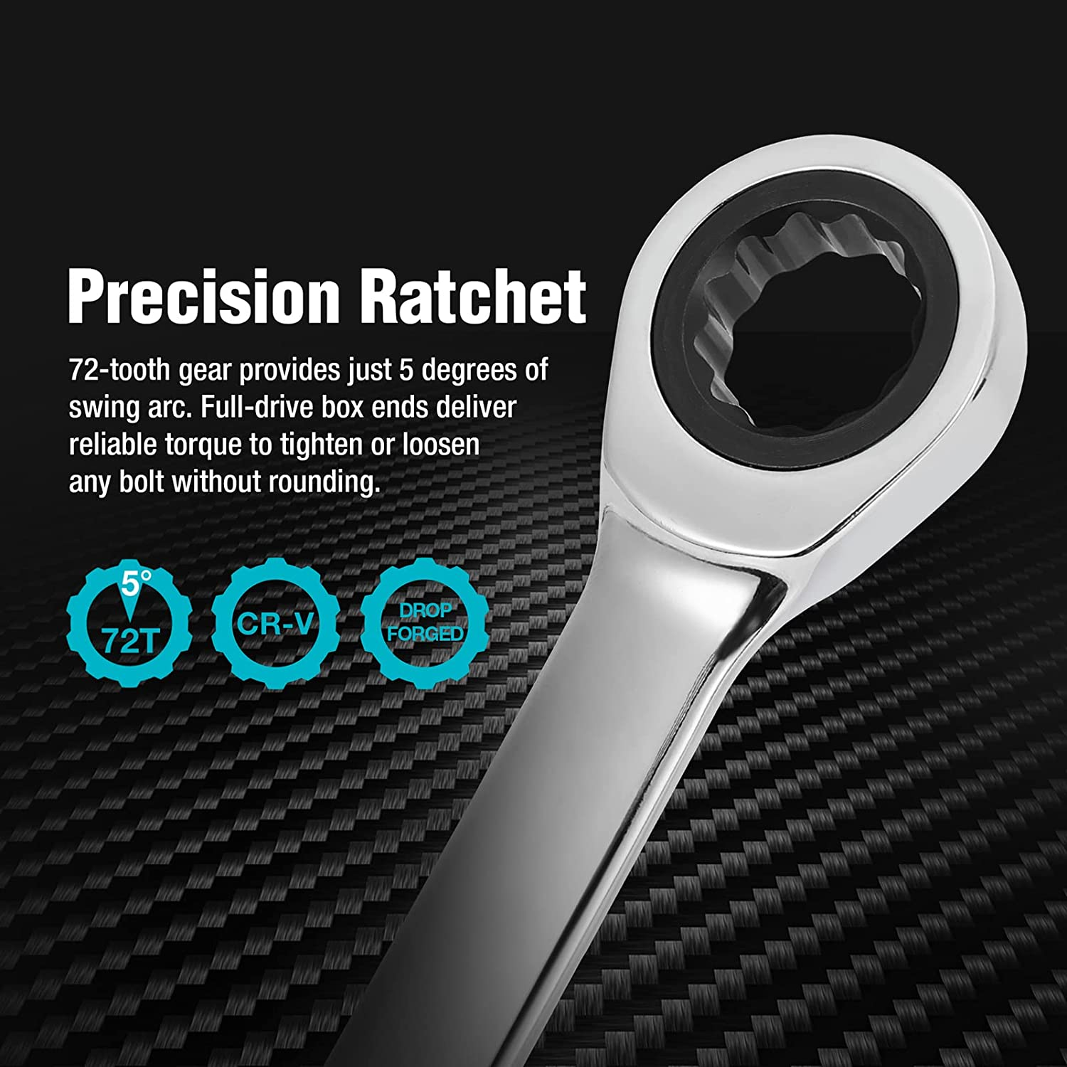Extra Long Ratcheting Wrench, Metric, CR-V Steel