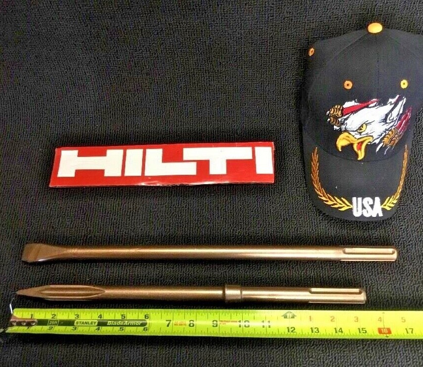 HILTI CHISEL SDS MAX SET FLAT 3/4" AND POINTED 15-1/2", PREOWNED, FAST SHIP