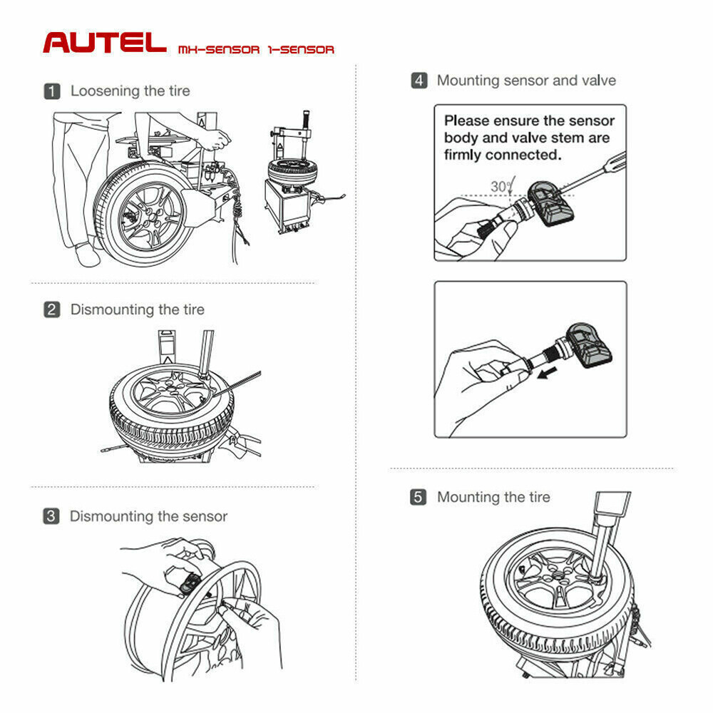 4pcs Autel MX-Sensor 315&433MHz Programmable TPMS Universal Tire Pressure Sensor