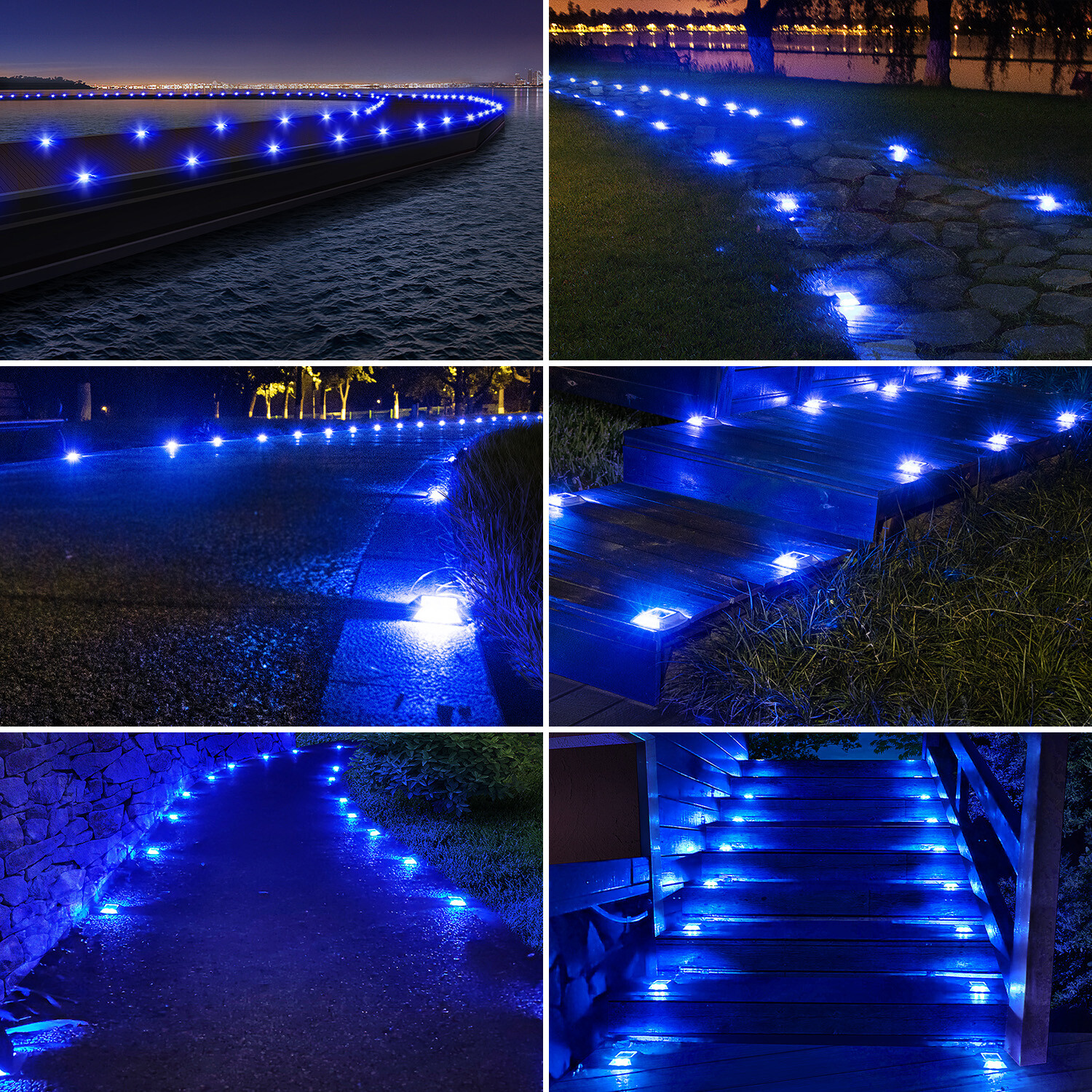 LED Solar Deck Lights Outdoor Garden Driveway Pathway Stair Step Dock Fence Lamp