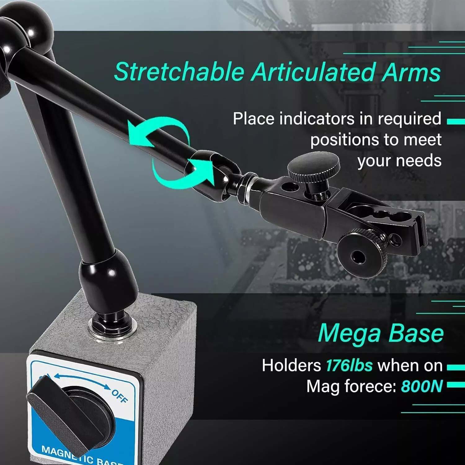 DG61003 For Noga Dial Gage Test Indicator Holder Magnetic Base 176lb Fine Adjust