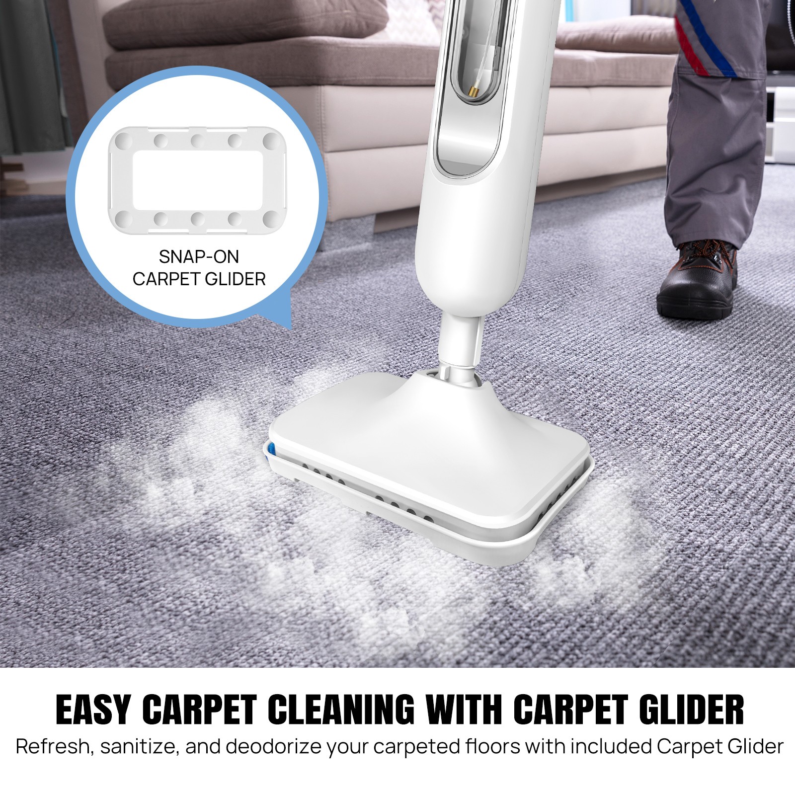 1500W All In 1 Upright Steam Mop Floor Cleaner Carpet Washer Hand-held Steamer