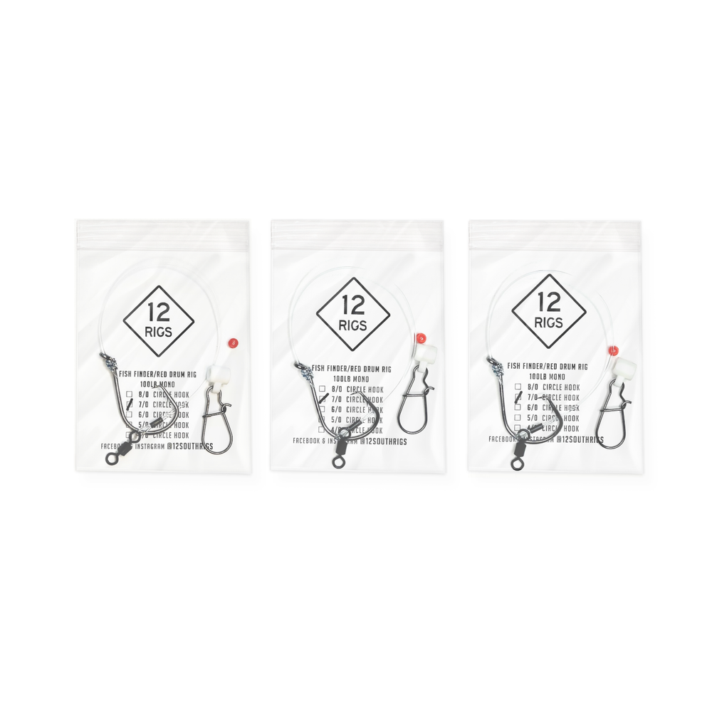 3 Pack 'Fish Finder' Red Drum Rig 100# Mono