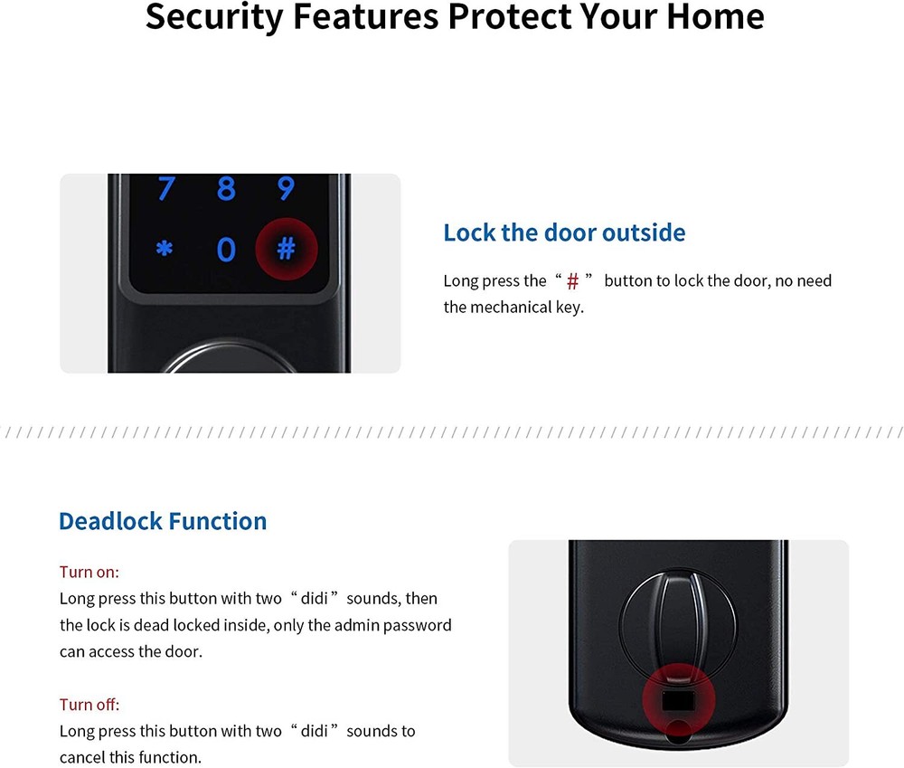 🔥Smart Keyless Keypad Bluetooth Deadbolt IP65 w/ APP, Code, ID Card & Keys🔥