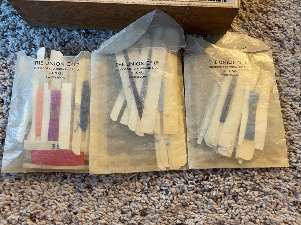 Vintage German Wine Box Filled with Vintage Thread