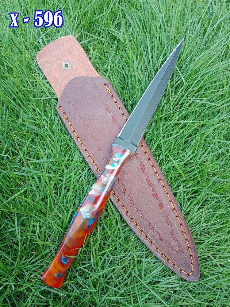 Handmade D2 DAGGER HUNTER BOOT THROWING KNIFE POWDER COATING BLADE Full Tang