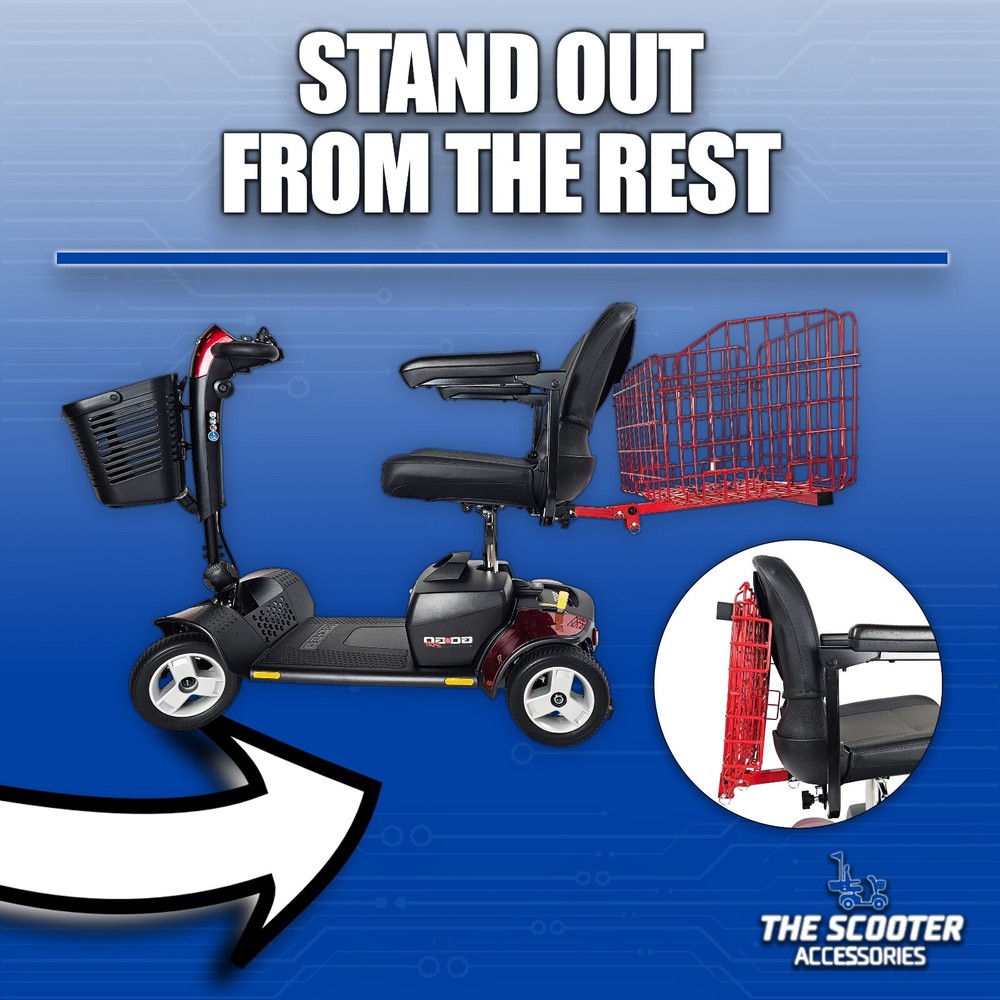 Foldable Folding Scooter Rear Basket for Pride Mobility Scooters: RED