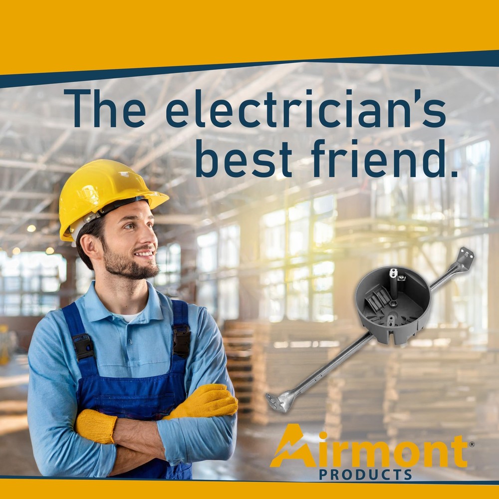 Round PVC Electrical Box With Adjustable Bar, For New Work, Bar Adjusts From...