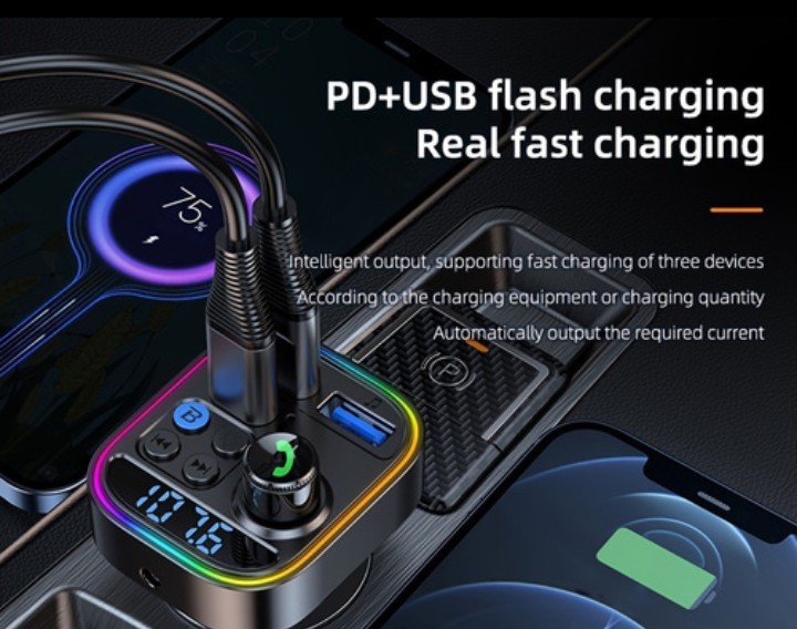 Wireless FM Transmitter for Car Wireless 5.3 Adapter Car Type C PD30W QC3.0 USB